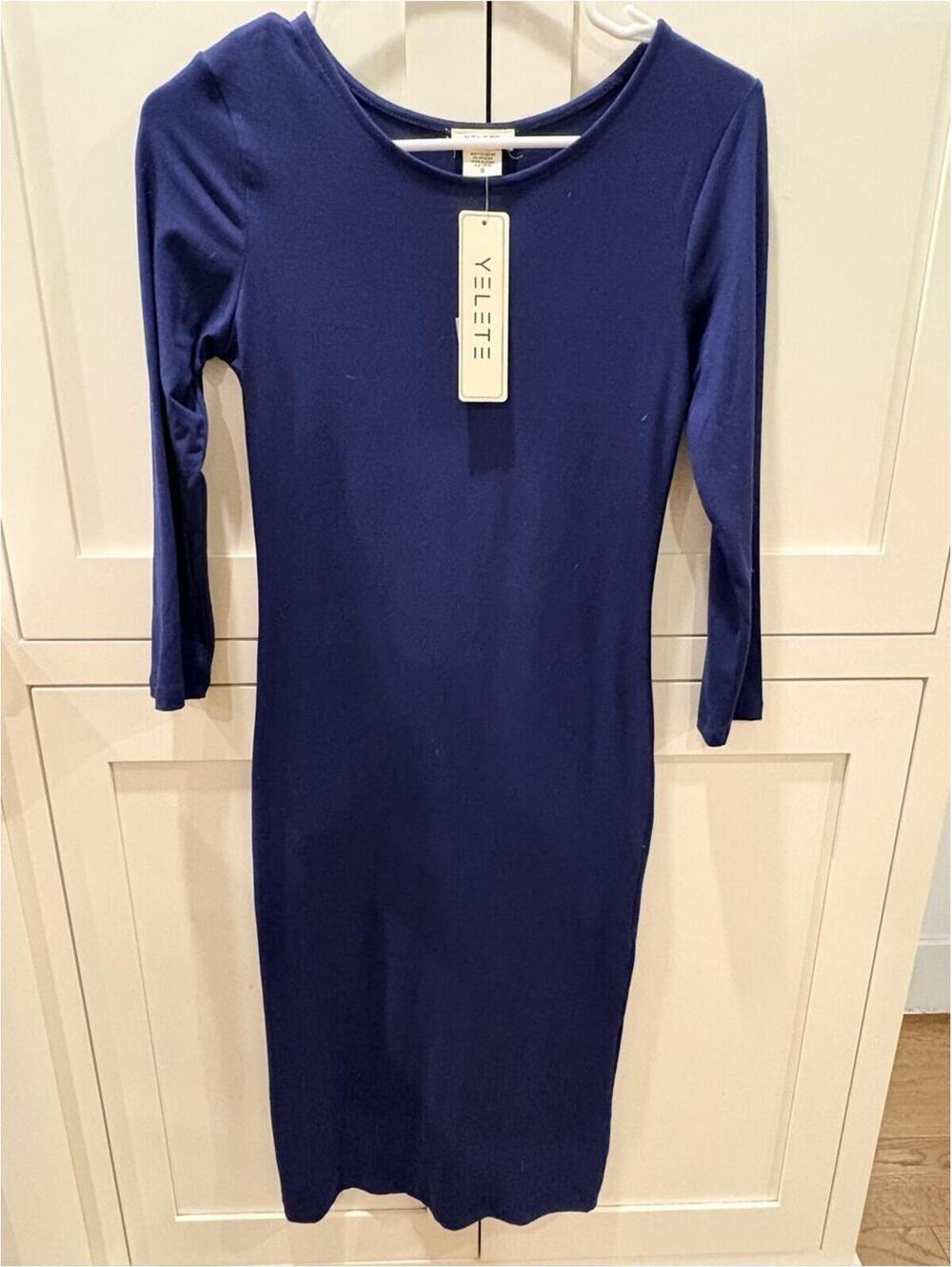 Yelete Navy Midi Sheath Dress
